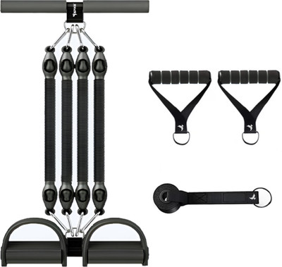 Spike Pro Tummy Trimmer 1 Set Four-Tube Pull Rope Abdomen Leg Exerciser Home Exercise Ab Exerciser(Black)