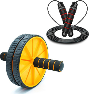 Wearslim Double Wheel Ab Abdominal Roller With Ball Bearings Rapid Speed Skipping Rope Ab Exerciser(Yellow, Red)