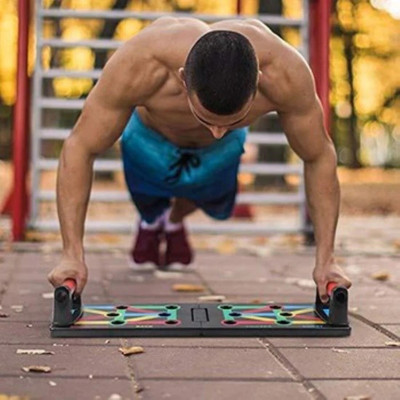 DHEER 1443 PORTABLE PUSH UP BOARD SYSTEM BODY BUILDING EXERCISE TOOL Ab Exerciser(Black)