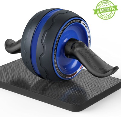 FirstFit Mega Ab Roller with Non-Slip Handles & Knee Mat | Ab Wheel Exercise Equipment | Ab Exerciser(Blue, Black)