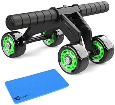 HOUSE OF COMMON 4 Wheel Abs Roller With Sweat Absorb Handles & Knee Pad For Core Workout Ab Exerciser(Black)