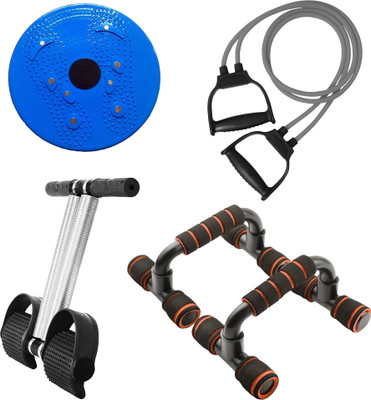 Khargadham Tummy Trimmer,Toning Tube,Pushup Bar & Tummy Twister Abs Exerciser Combo Gym Kit Ab Exerciser(Black, Orange, Grey, Blue)