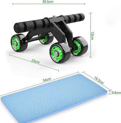 DHEER Automatic Rebound Design 4 Wheel Ab Roller - Abdominal Workout Fitness Exercise Ab Exerciser(Black, Green)