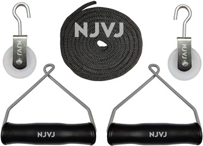 NJVJ Shoulder Exercise Pulley Bag with Rope Hand Grip/Fitness Grip Shoulder Support Ab Exerciser(Black)