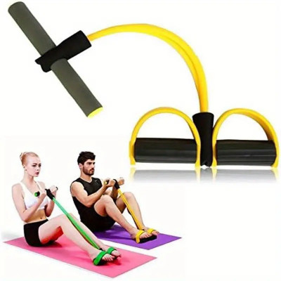 GJSHOP 2 Rope Pull Rubber Rope Reducer Arms Legs Stretching Tummy Waist Reducer Ab Exerciser(Yellow)