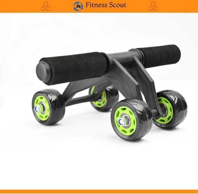 BUYMORE Ab Four Roller Exercise Wheel with Knee Mat for Stomach Ab Exerciser Ab Exerciser(Black)