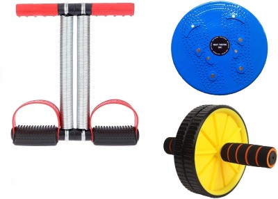 Manogyam Combo Of Acupressure Tummy Twister, AB Wheel Roller & Tummy Trimmer Ab Exerciser(Red, Black, Yellow, Blue)