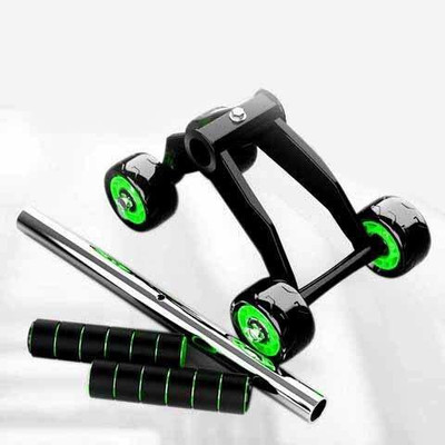 IRONCORE 4 Wheel Ab Roller Abdominal Trainers with Knee Pad Exercise Wheel for Home Gym Ab Exerciser(Black, Green)