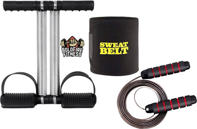BoldFire Ab Exeerciser Tummy Trimmer With Sweat Belt & Skipping Rope(Pack of 3) Ab Exerciser(Multicolor)