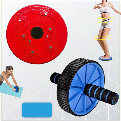 Khargadham Combo Twister & Ab Wheel Abs Core Abdominal Workout Exercise Equipment Kit Ab Exerciser(Blue, Red)