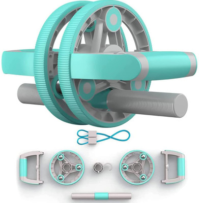 Strauss Multifunction Abs Roller With Push Up Bar & Resistance Tube | Ab Wheel Roller Ab Exerciser(Blue)