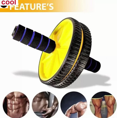 Garvan A28 Double Wheel Ab Roller Training with Mat Ab Exerciser Yellow (pack of 1) Ab Exerciser(Yellow)