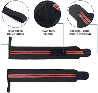 gamers hub Wrist Wrap (1 Pair) 14 Inch Long, Wrist Supporter for Gym, Wrist Wrap, Hand Band Ab Exerciser(Black)