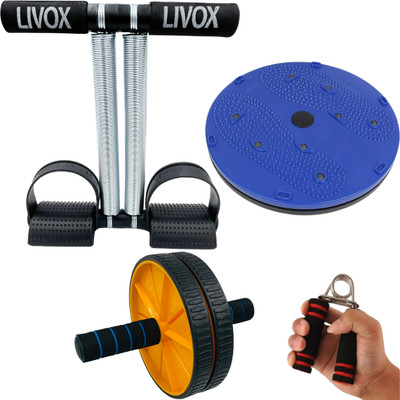 LIVOX Best Quality Tummy Trimmer With Tummy Twister And Ab Wheel Roller, 1 Hand Griper Ab Exerciser(Multicolor)