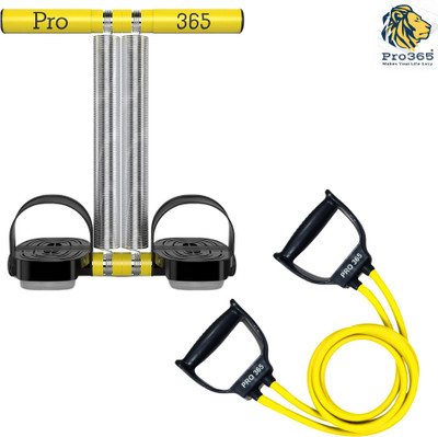 PRO365 Combo Of Double Spring Tummy Trimmer with black Toning Tube Ab Exerciser(Black, Yellow)