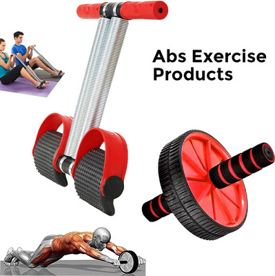 Khargadham Tummy Trimmer with AB Roller & for Home Workout Gym Combo Kit Ab Exerciser(Red)
