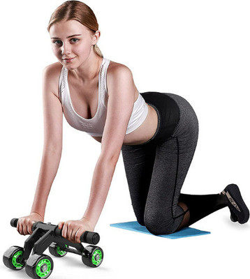 GripForge 4 Wheel roller Exerciser for Abdominal Stomach with Knee Mat for Unisex Ab Exerciser(Multicolor)