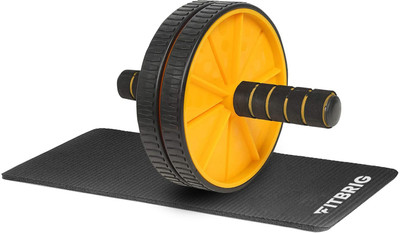 FITBRIG Double Wheel Ab Roller Dual Abdominal Exercise Equipment With Knee Mat Green Ab Exerciser(Yellow)