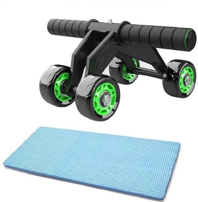 ResiFit 4-Wheel Ab Roller with Knee Mat & Floor Wedge | Abdominal Workout Equipment Ab Exerciser(Black, Green)