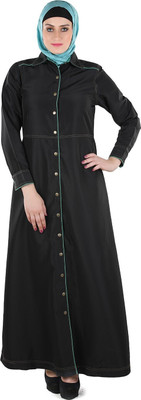 FORELEVY Polyester Solid Abaya(Black)