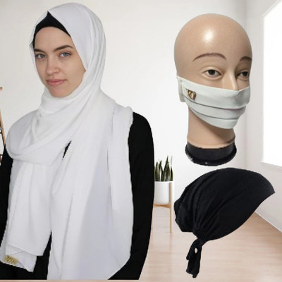 UNIQUE QUEEN Georgette, Georgette Abaya(White, Black)