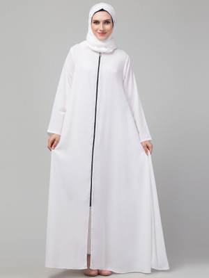 Nazneen Nida Matte Solid Burqa(White)