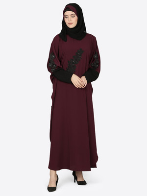 HIJAB WORLD Nida Matte Solid Abaya(Purple)