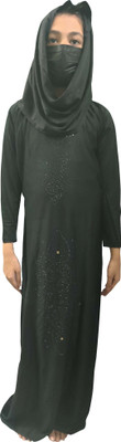 zs cap house Polyester Self Design Burqa With Hijab(Black)