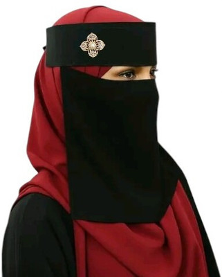 aadesh enterpries Chiffon Solid Naqab(Black)