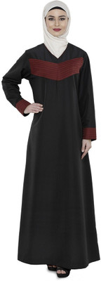 Momin Libas Polyester Solid Burqa(Black)