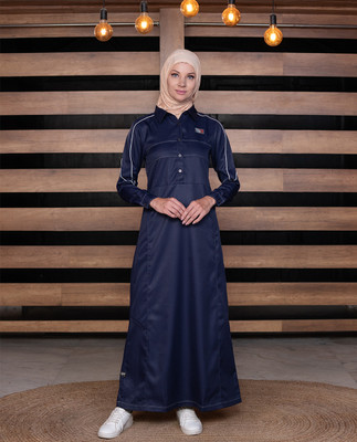 SILK ROUTE London Polyester Solid Abaya(Blue)