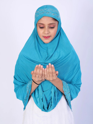 TEXNOVA Polyester Self Design Abaya(Blue)
