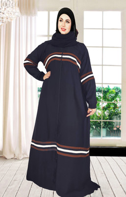 Buraque Designer Nida Matte Solid Abaya With Hijab(Black)
