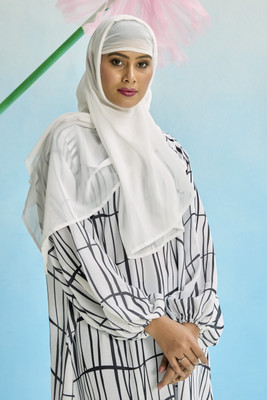 SARINKU Nida Matte Self Design Abaya(White)