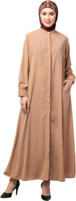 HIJAB WORLD Nida Matte Solid Abaya(Beige)