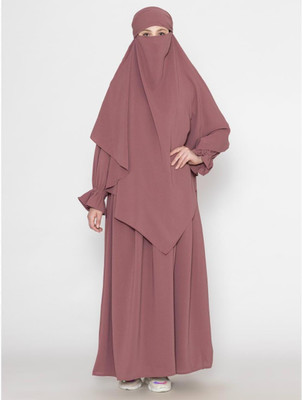 Sanash Collections Polyester Burqa With Hijab(Pink)