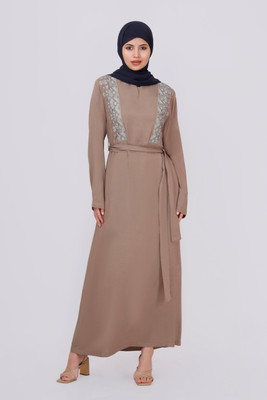 SILK ROUTE London Polyester Abaya(Brown)