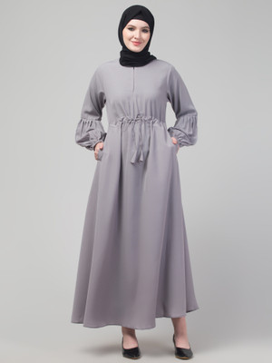 Nazneen Nida Matte Solid Abaya(Grey)