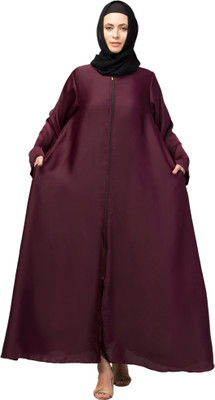 HIJAB WORLD Nida Matte Solid Burqa(Maroon)