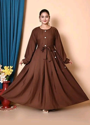 ES Safwan Dresses Cotton Blend Burqa With Hijab(Brown)