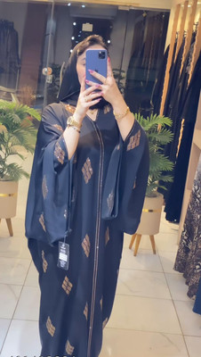 DCSTORE1 Polyester Self Design Burqa With Hijab(Black)