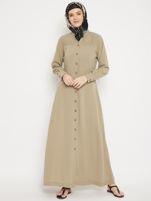 Momin Libas Polyester Solid Abaya(Beige)