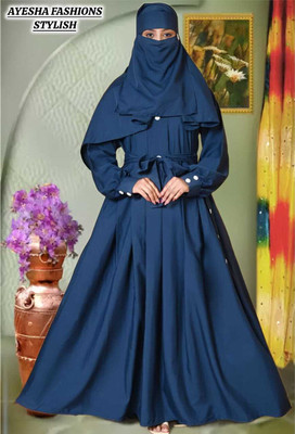 AFS Cotton Blend Abaya With Hijab(Blue)