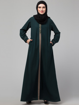 subeda collection Polyester Solid Abaya(Green)