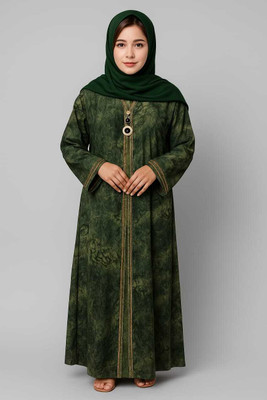 AL JAWHRA ABAYA Crepe Self Design Abaya(Green)