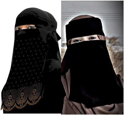 UNIQUE QUEEN Chiffon Self Design Abaya(Black)