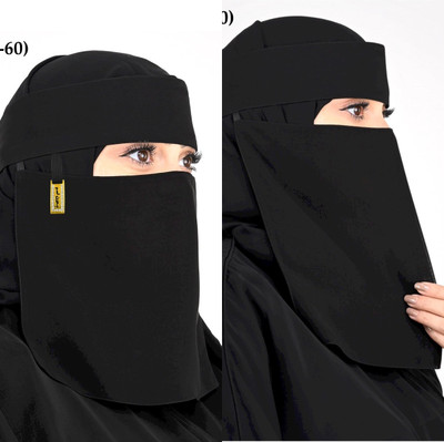 UNIQUE QUEEN Chiffon Self Design Naqab(Black)