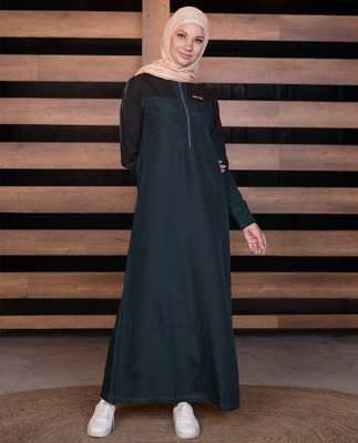 SILK ROUTE London Polyester Solid Abaya(Black)