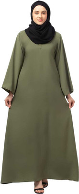 SAKOORA COLLECTION Polyester Solid Burqa(Green)