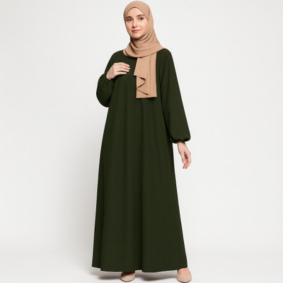 KK FASHION Cotton Silk Solid Burqa(Green)